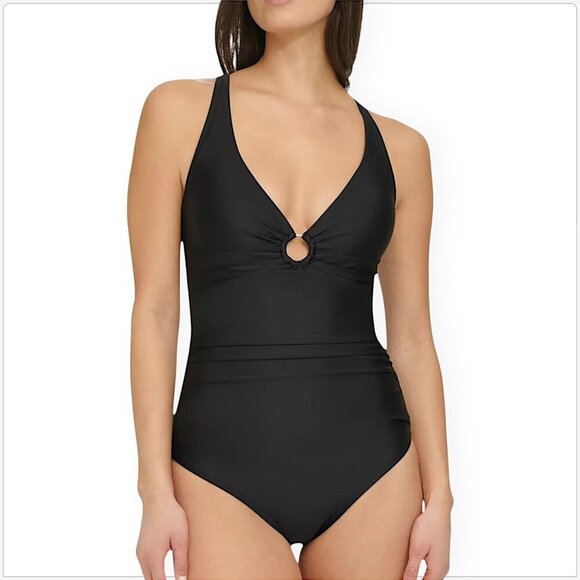 Tommy Hilfiger Black O-Ring One Piece Swimsuit Summer Vacation Pool NWT New 4 - Picture 1 of 6